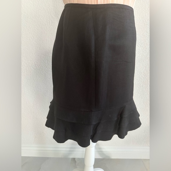 LOFT Black Midi Skirt with Ruffle Hem - Picture 4 of 4